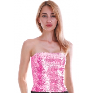 Light Pink Sequin Tube Top - Womens 70s Disco Costumes	
